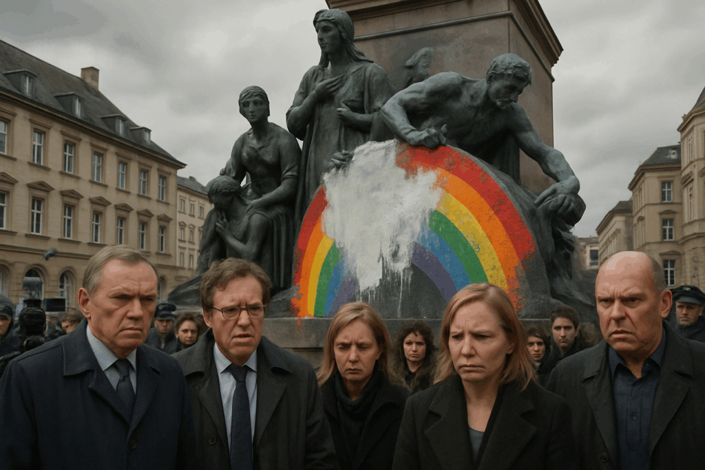 Regenbogenbank mit Nationalfarben übermalt – Grüne toben, Staatsschutz ermittelt!