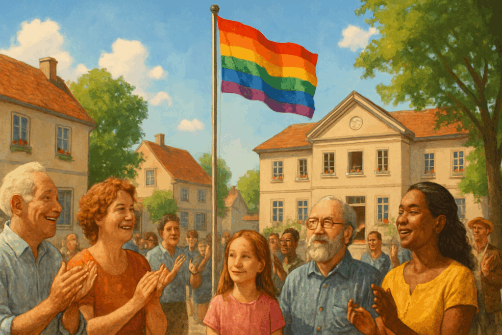Dorfgemeinschaft steht zusammen: Regenbogenflagge als starkes Zeichen gegen Schikane