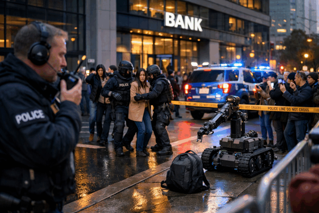 SEK vor Ort :Polizei riegelt in Minuten Innenstadt ab