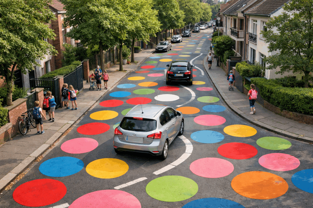 Diese bunten Kreise auf der Straße: Was sie bedeuten!