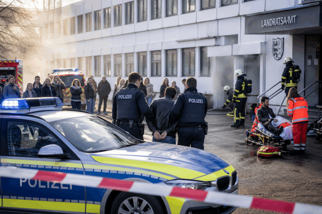 Drama in deutscher Behörde: Mann legt Feuer und greift Mitarbeiterin an