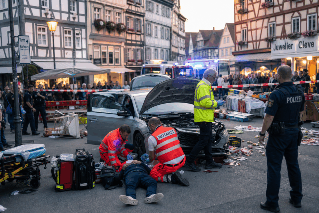 Schock in Deutschland: Auto rast durch Fußgängerzone und erfasst offenbar mehrere Menschen