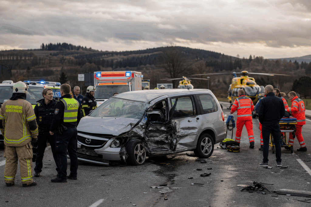 Tödlicher Crash bei Markierungsarbeiten: Sieben Menschen sitzen im Fünfsitzer – mehrere Tote nach schwerem Unfall